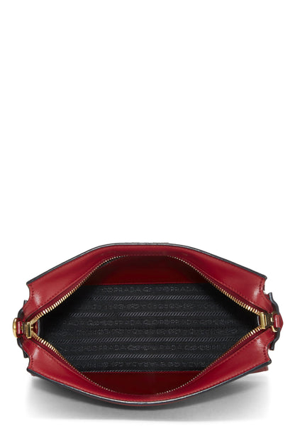 Prada, Pre-Loved Red Saffiano Esplanade Crossbody, Red