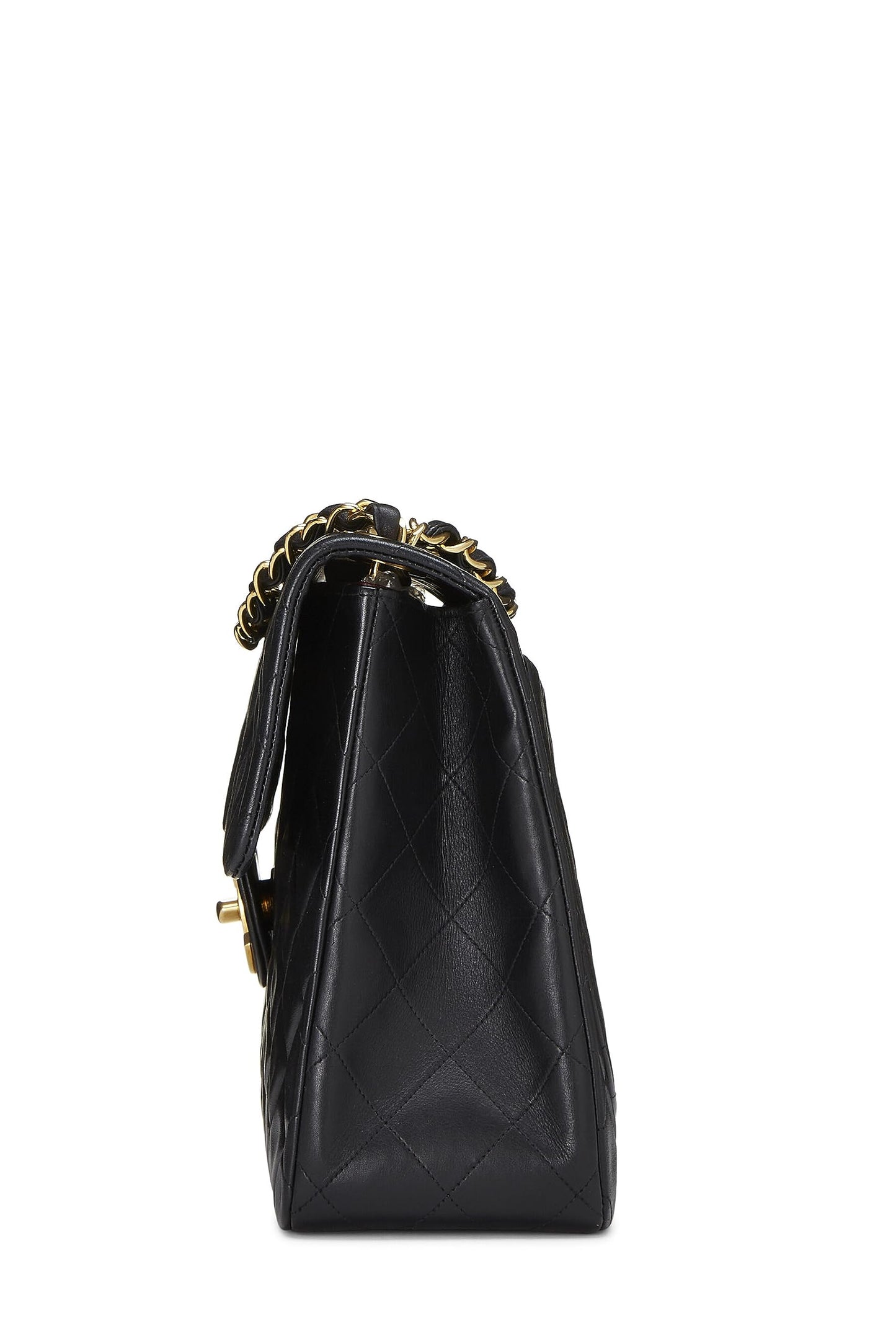 Chanel, Pre-Loved Black Quilted Lambskin Half Flap Maxi, Black