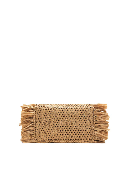 Oscar de la Renta, Raffia Fringe TRO Bag, Natural