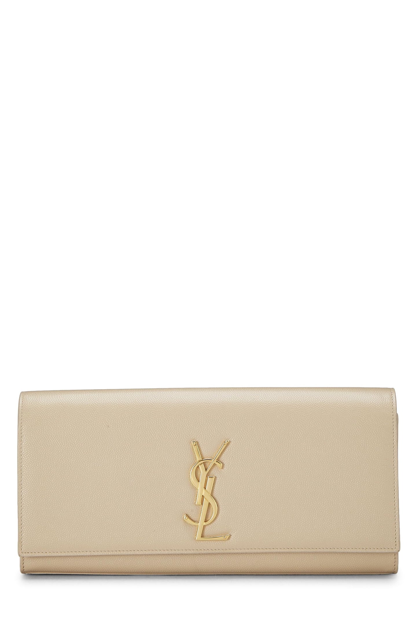 Yves Saint Laurent, Bolso de mano Cassandre de piel de becerro beige Pre-Loved, Beige