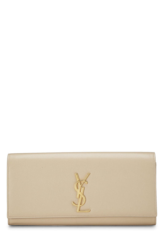 Yves Saint Laurent, Pre-Loved Beige Calfskin Cassandre Clutch, Beige