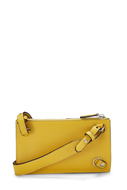 Fendi, pochette de taille en cuir jaune d'occasion, jaune