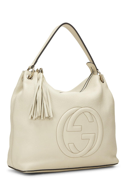 Gucci, Pre-Loved White Leather Soho Convertible Hobo, White