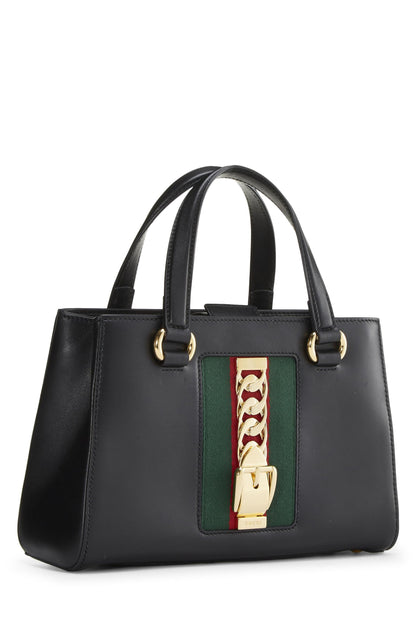 Gucci, Pre-Loved Black Leather Sylvie Tote Medium, Black