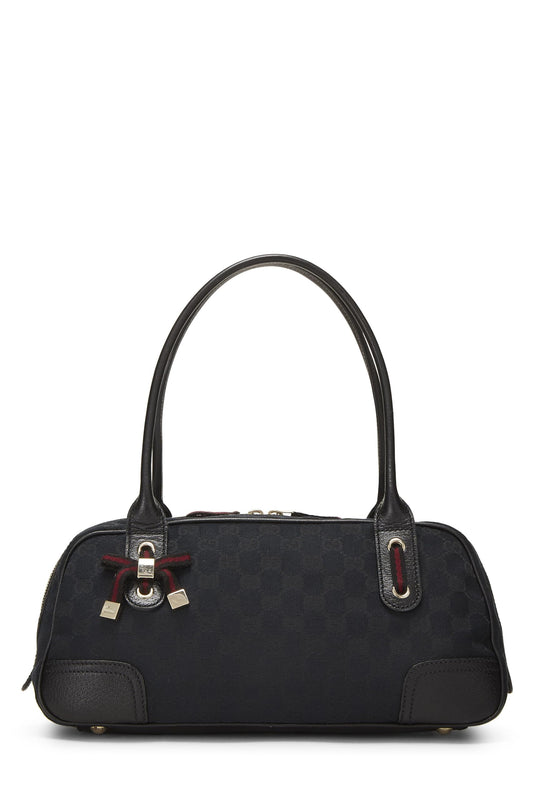 Gucci, sac à bandoulière en toile GG noire d'occasion, noir