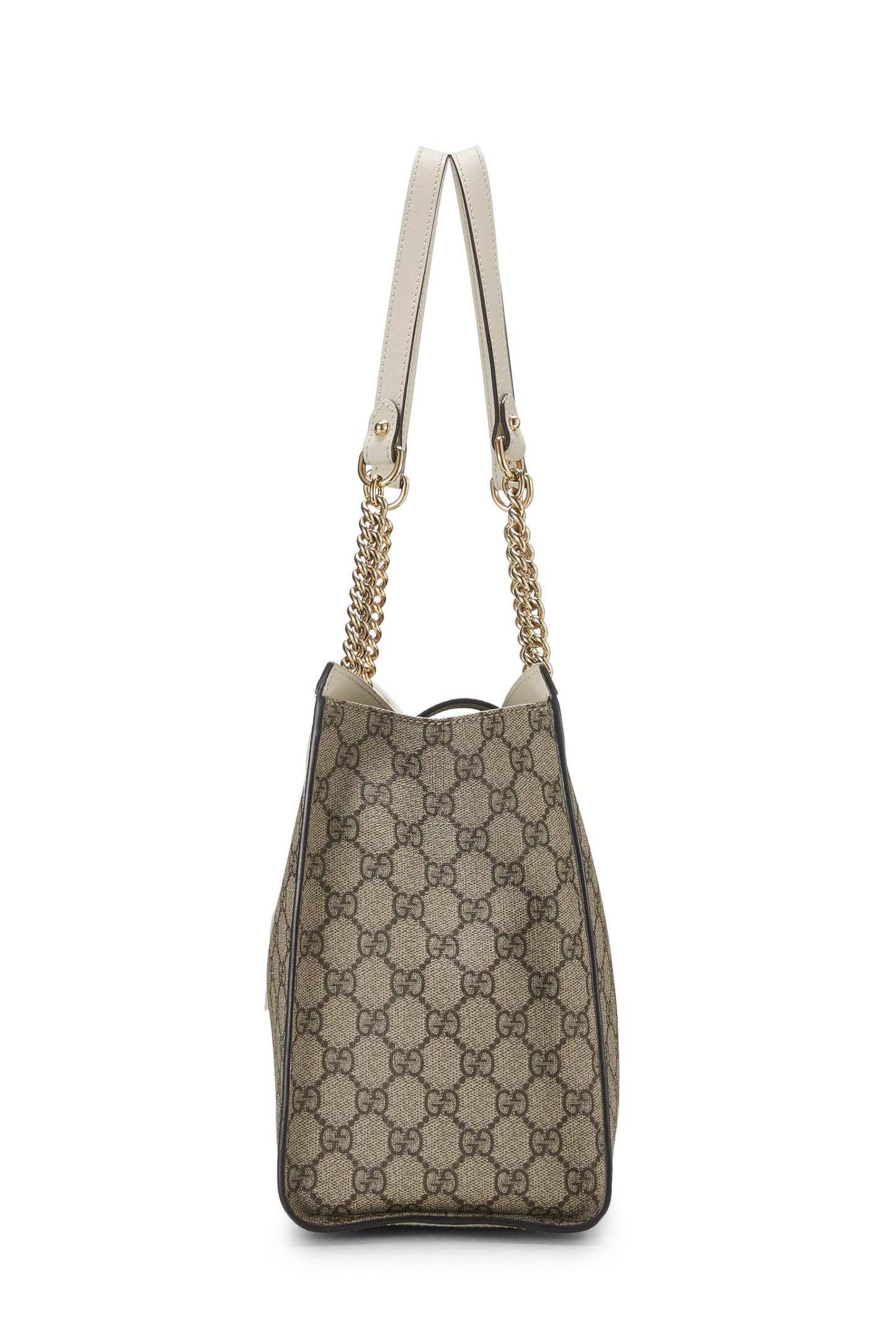 Gucci, sac fourre-tout en toile suprême GG Original Cream Padlock Medium d'occasion, blanc