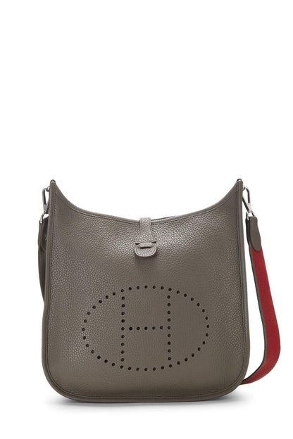 Hermès, Pre-Loved Taupe Grey Clemence Evelyne III Amazone PM, Grey