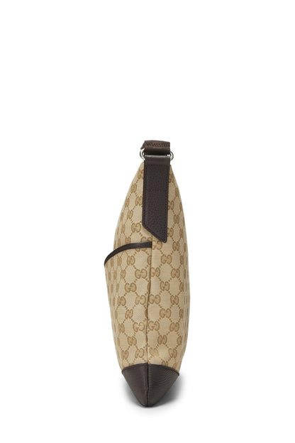 Gucci, sac messager de poche en toile GG d'origine d'occasion, grand format, marron