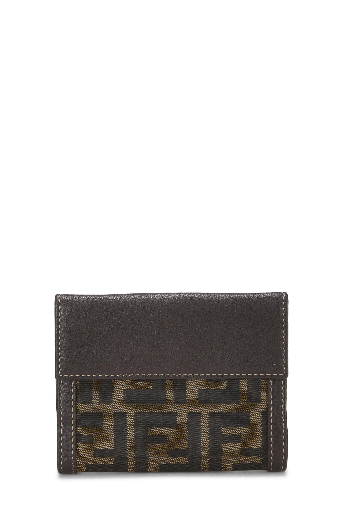 Fendi, portefeuille compact en toile marron Zucca d'occasion, marron