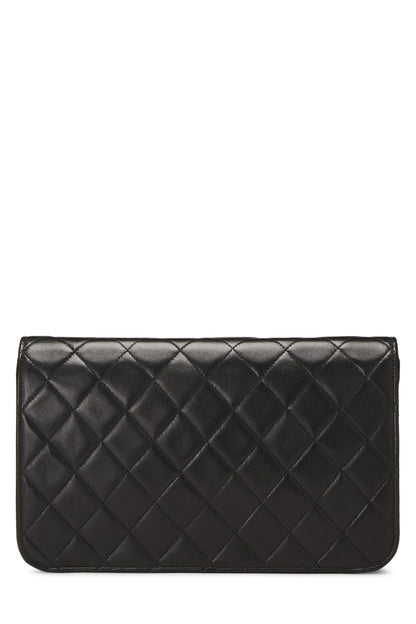 Chanel, Petit sac à rabat en cuir d'agneau matelassé noir d'occasion, noir