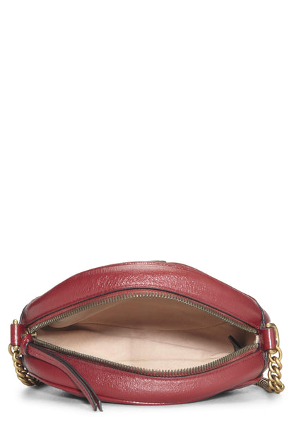 Gucci, Mini sac à bandoulière rond GG Marmont en cuir rouge d'occasion, rouge