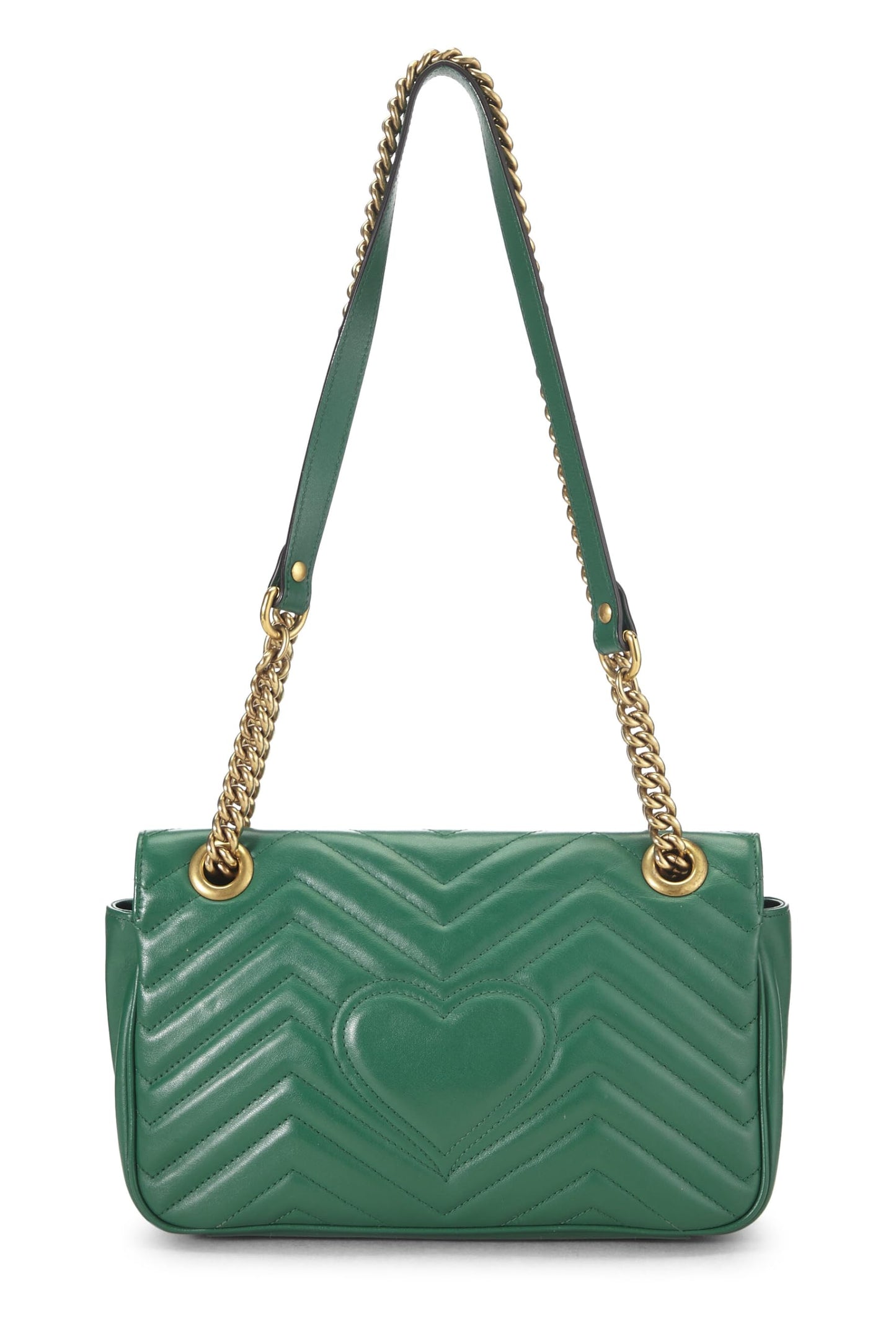 Gucci, Pre-Loved Green Leather Matelassé Marmont Shoulder Bag Small, Green