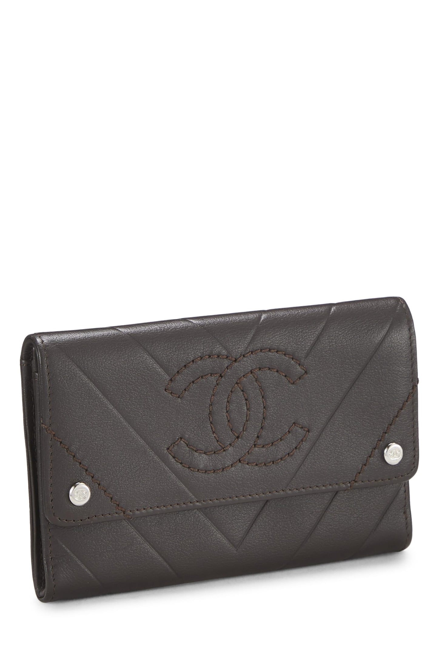 Chanel, Pre-Loved Brown Calfskin Chevron Wallet, Brown