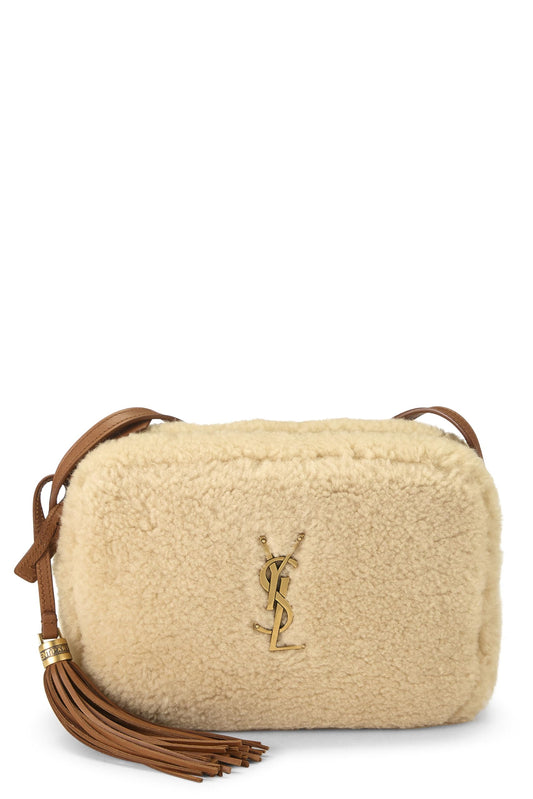 Yves Saint Laurent, Bolso para cámara Lou de piel de oveja beige Pre-Loved, Beige