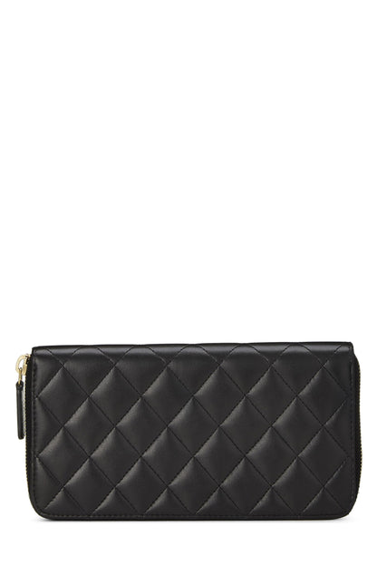 Chanel, Pre-Loved Black Quilted Lambskin Classic Zip Wallet, Black