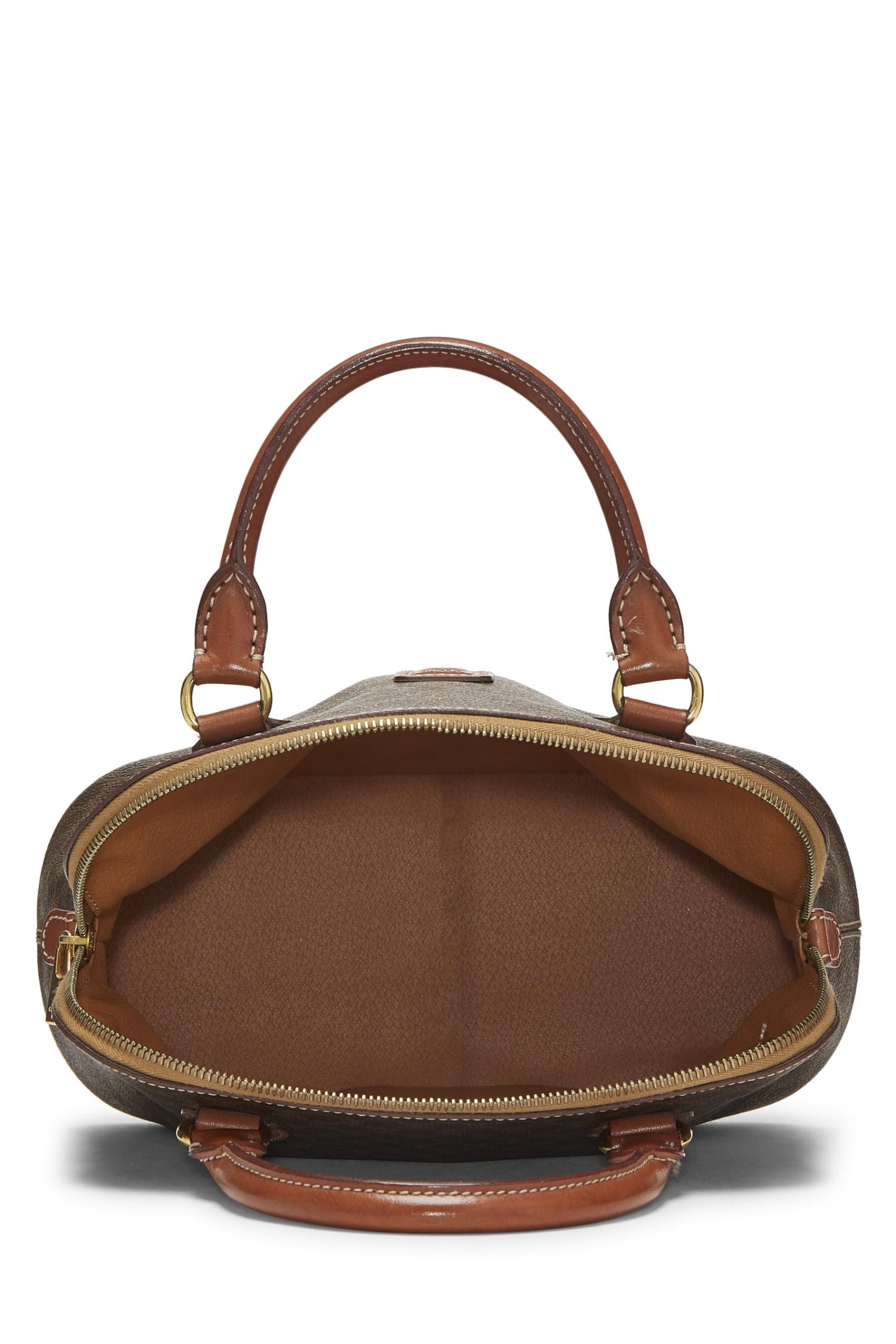 Céline, Bolso de mano de macadán de lona revestida marrón Pre-Loved, Marrón