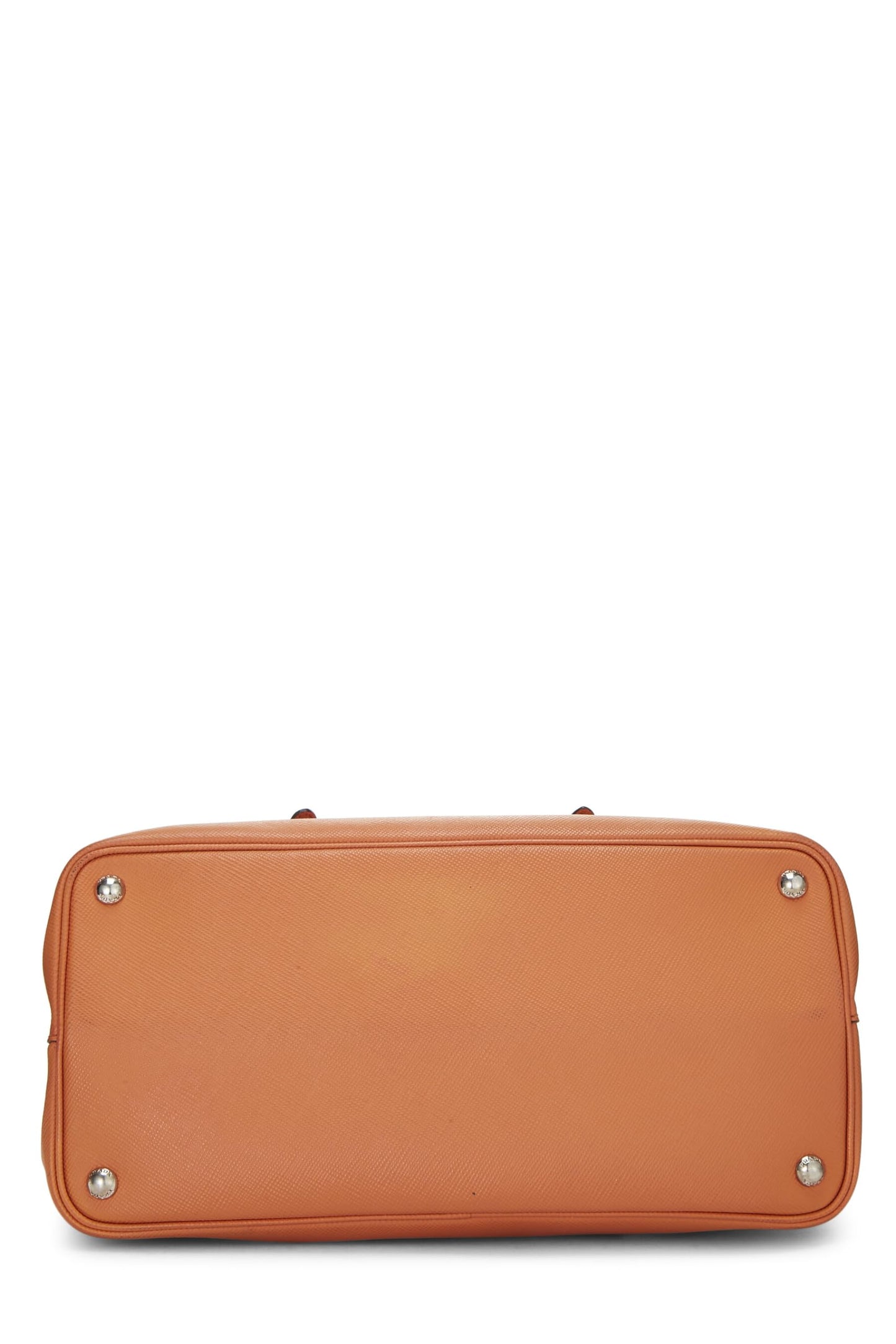 Prada, sac fourre-tout double cuir Saffiano orange d'occasion, orange