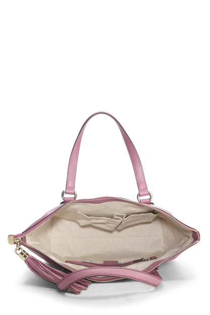 Gucci, Bolso tote Soho con cremallera de cuero granulado rosa Pre-Loved, Rosa