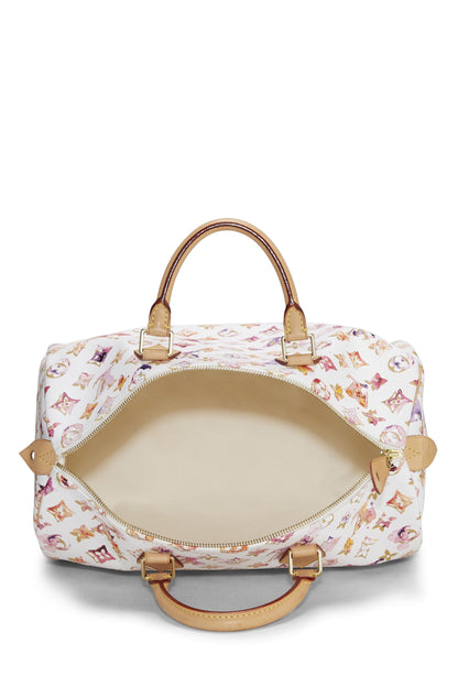 Louis Vuitton, Pre-Loved Richard Prince x Louis Vuitton Monogram Watercolor Speedy 35, White