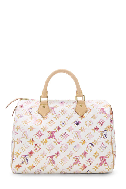 Louis Vuitton, Pre-Loved Richard Prince x Louis Vuitton Limited Edition Monogram Watercolor Speedy 30, White