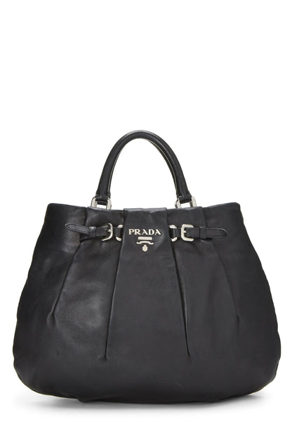 Prada, Bolso convertible de piel de becerro negra Pre-Loved, Negro