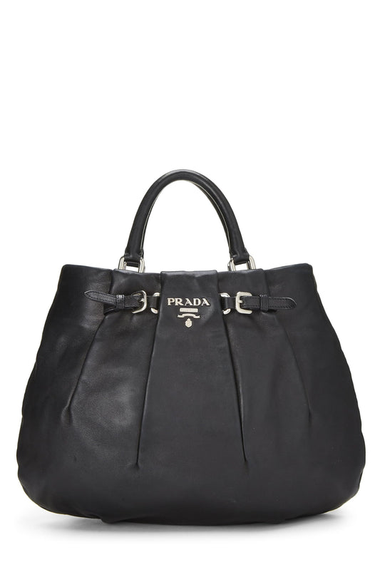 Prada, sac à main convertible en cuir de veau noir d'occasion, noir