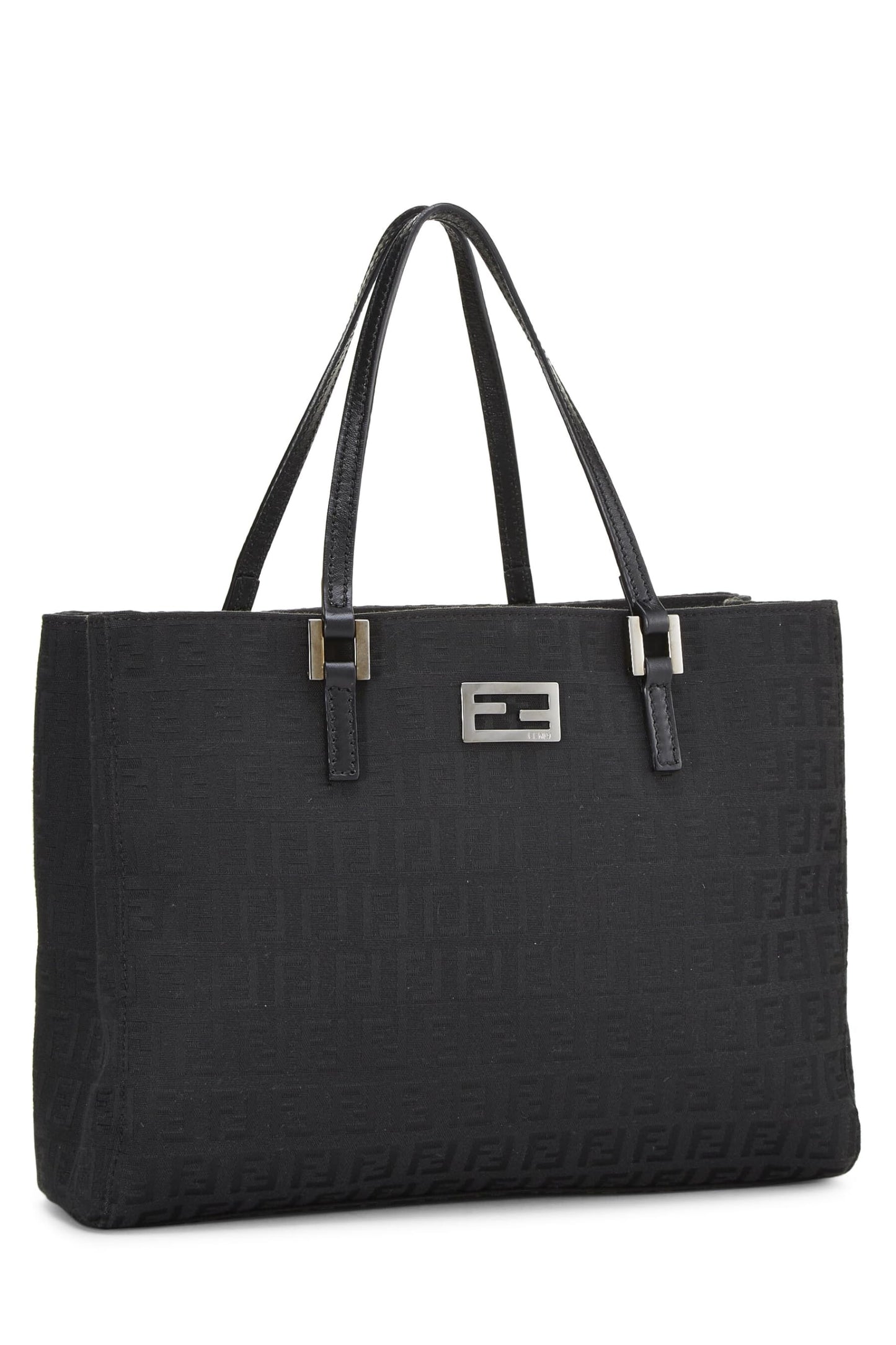 Fendi, sac fourre-tout en toile Zucchino noir d'occasion, petit modèle, noir