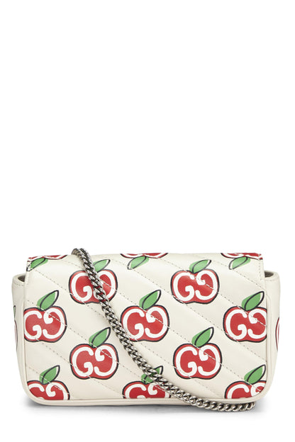 Gucci, Marmont Super Mini Saint Valentin en cuir blanc et multicolore d'occasion, blanc