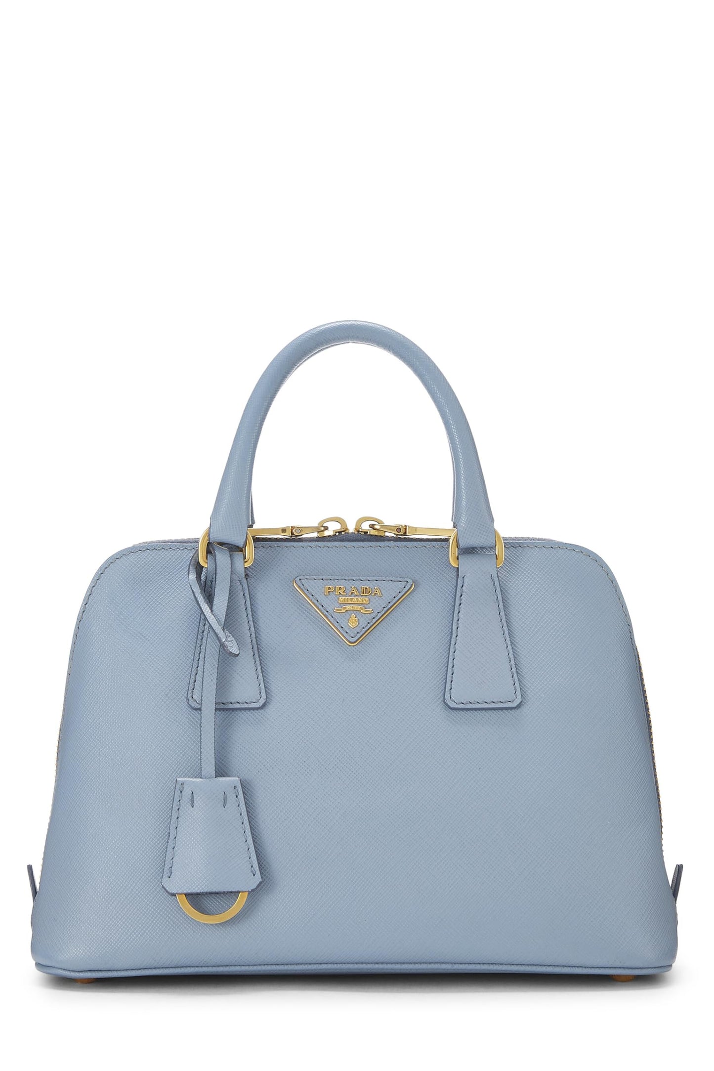 Prada, Promenade Saffiano bleu d'occasion, petite, bleu