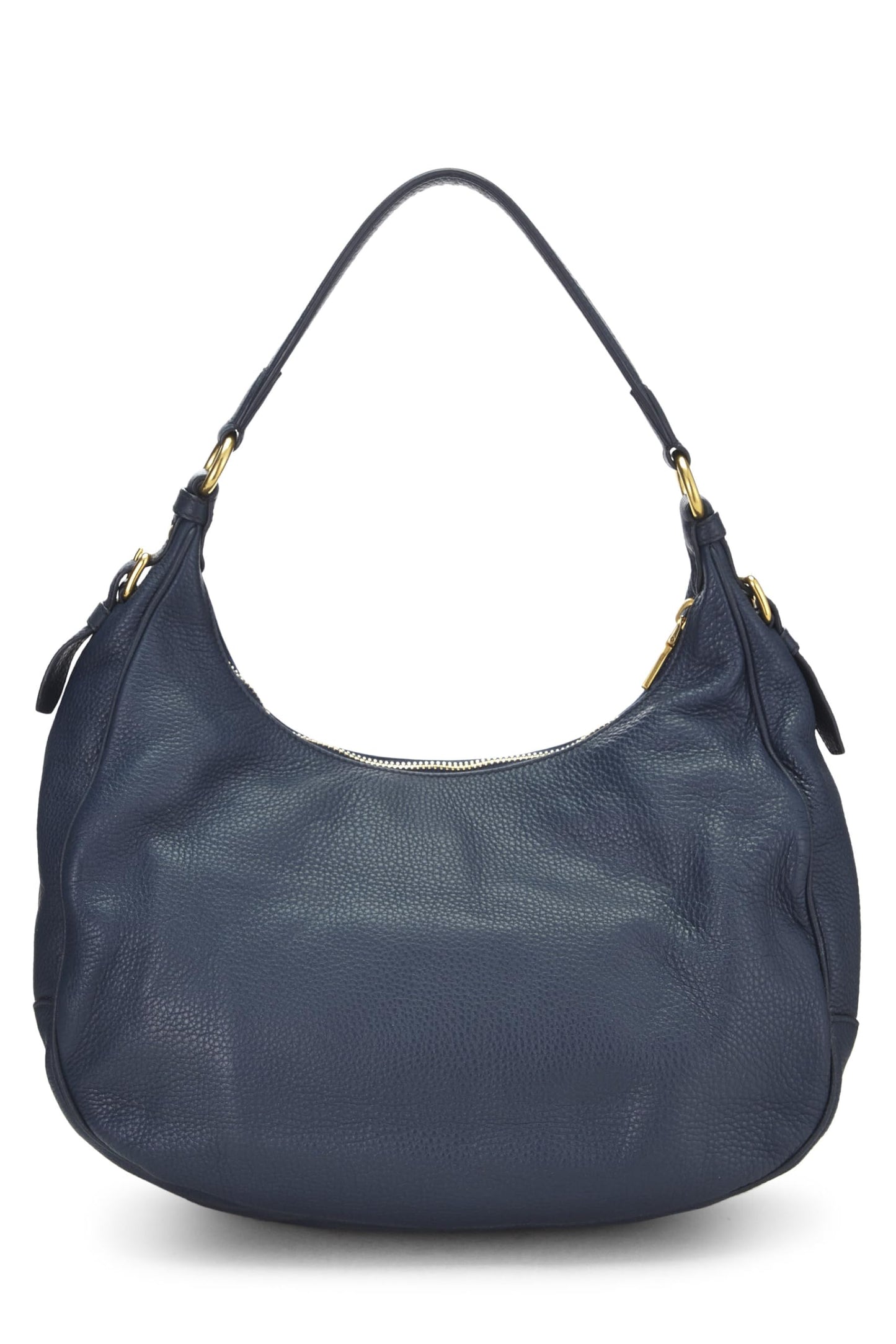 Prada, Pre-Loved Blue Vitello Daino Hobo, Blue