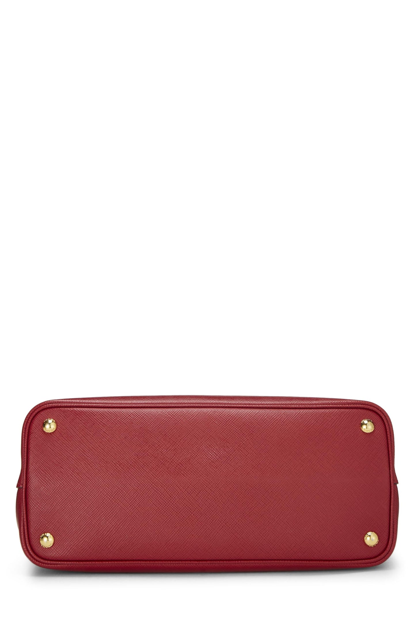 Prada, sac double moyen en saffiano rouge d'occasion, rouge