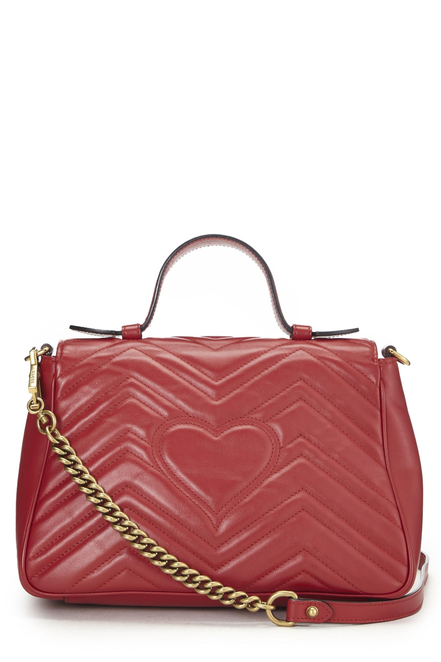 Gucci, sac à main GG Marmont en cuir rouge d'occasion, petit modèle, rouge