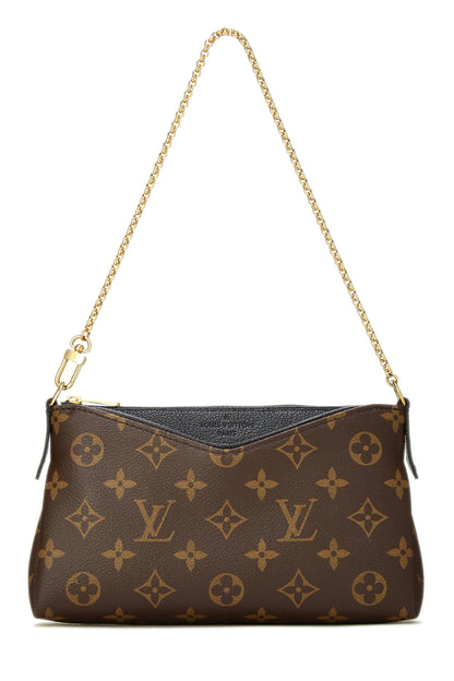 Louis Vuitton, Clutch Pallas de lona con monograma negro Pre-Loved, Negro