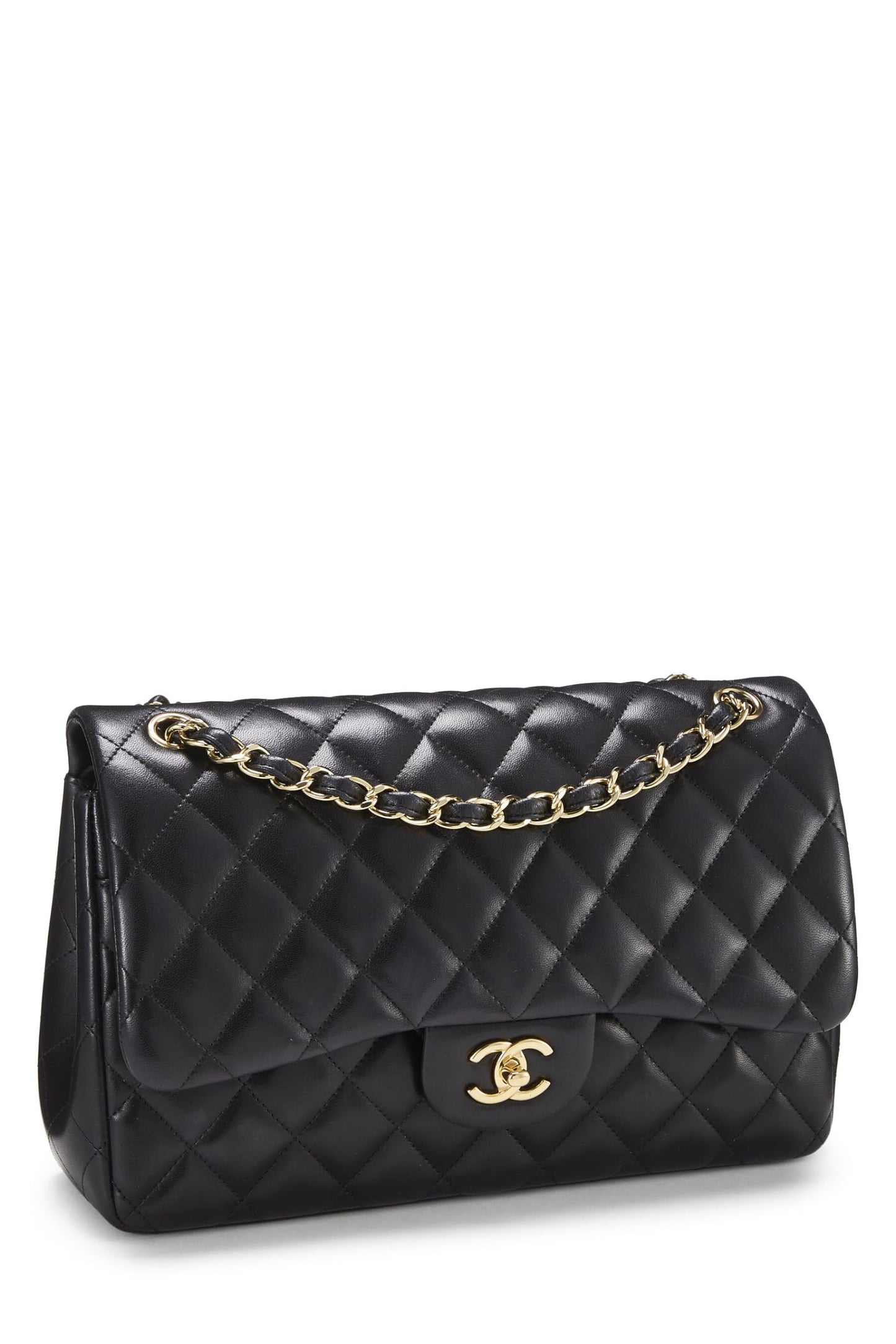 Chanel, Pre-Loved Black Quilted Lambskin New Classic Double Flap Jumbo, Black