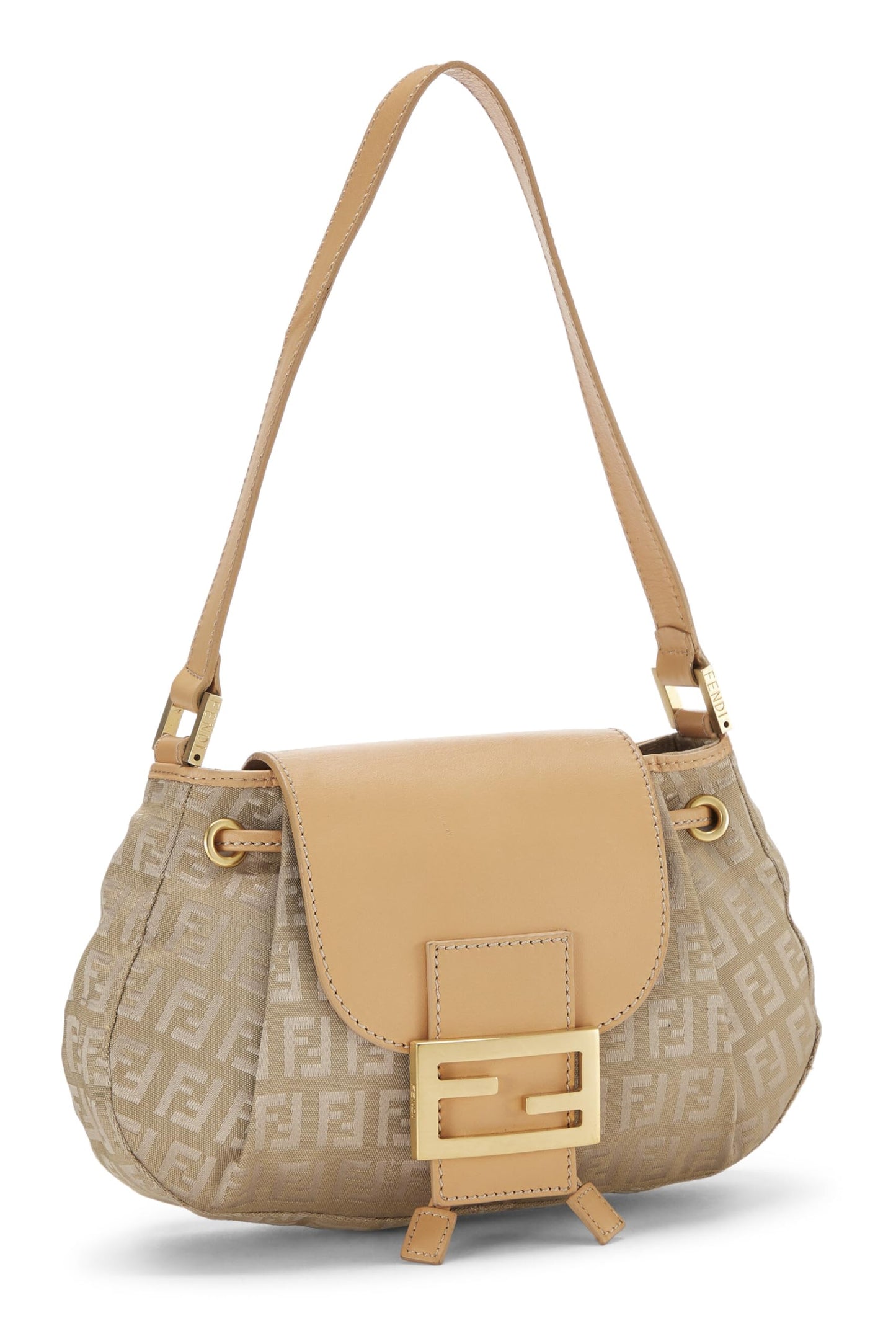 Fendi, Bolso de hombro tipo calabacín de nailon beige Pre-Loved, Beige