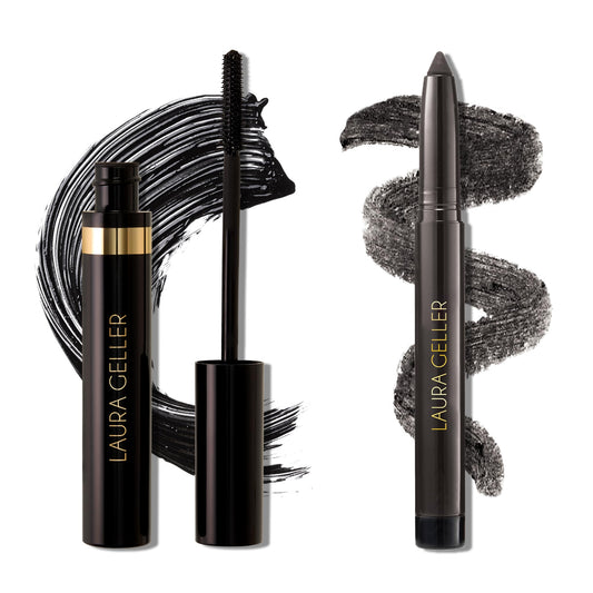 LAURA GELLER NEW YORK Bold Beauty Kajal Duo: Kajal Longwear Kohl Eyeliner Pencil, Deep Charcoal + Kajal Longwear Black Mascara