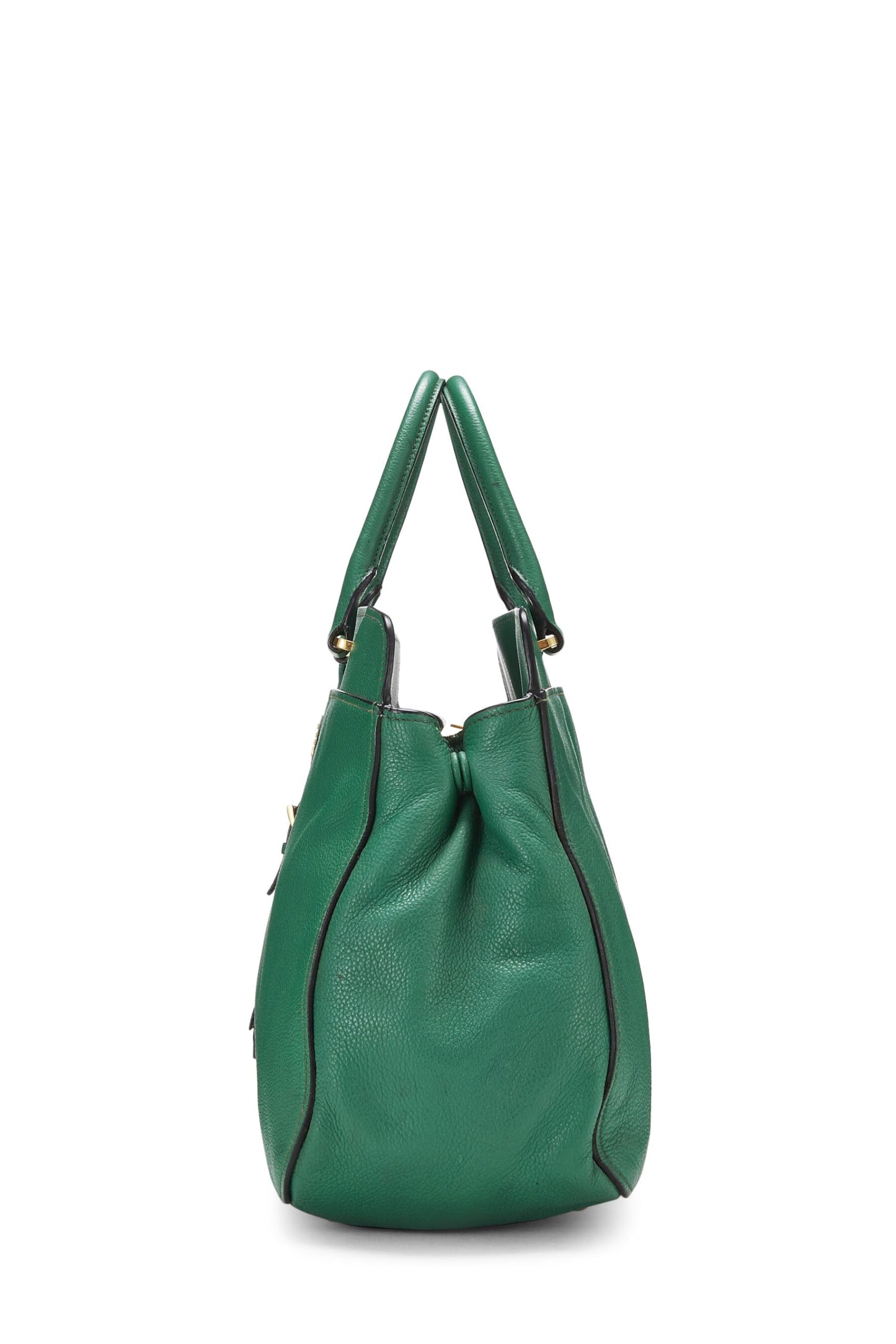 Prada, Sac à main convertible Vitello Daino vert pré-aimé, Vert