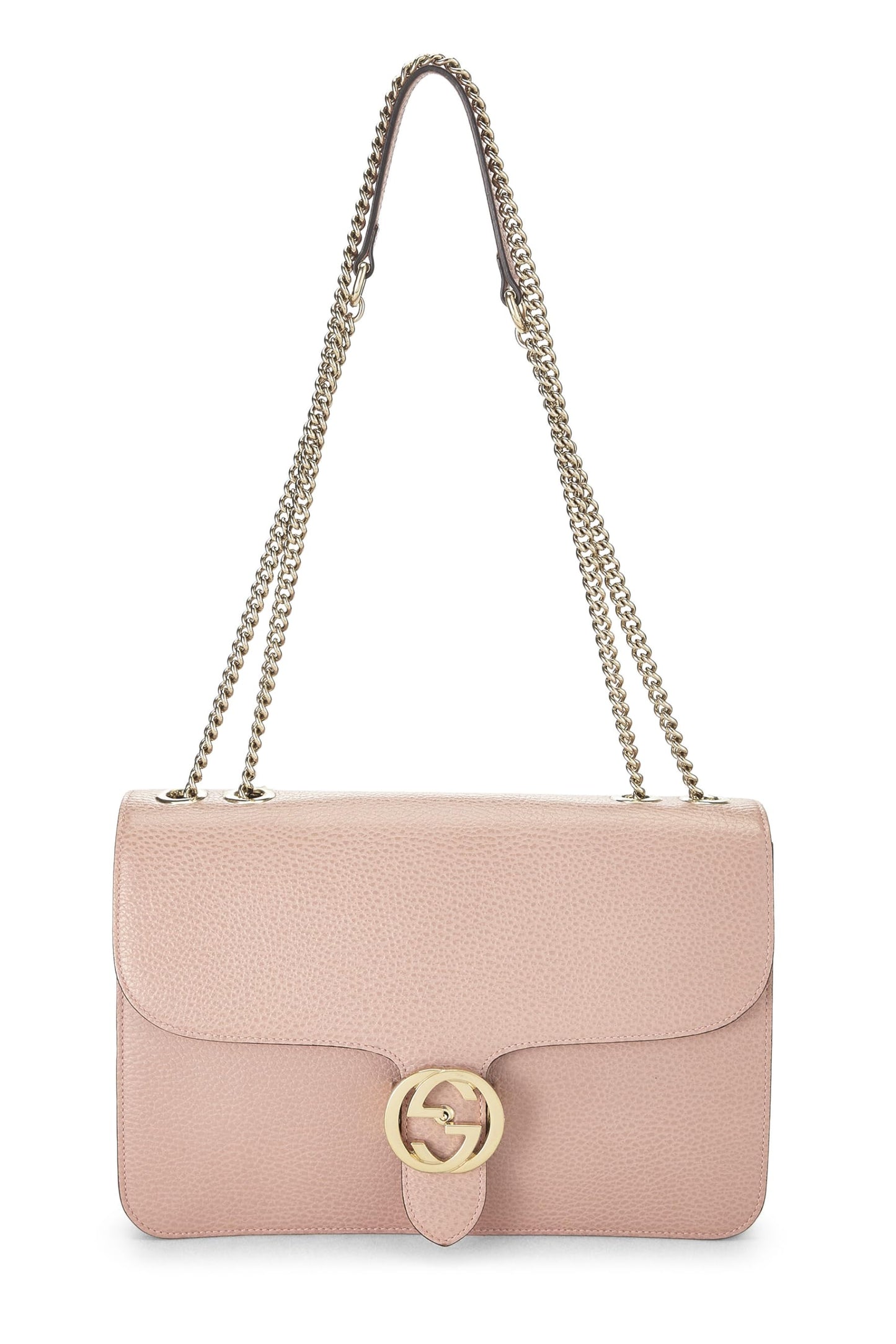 Gucci, Pre-Loved Pink Leather Interlocking GG Crossbody Bag, Pink