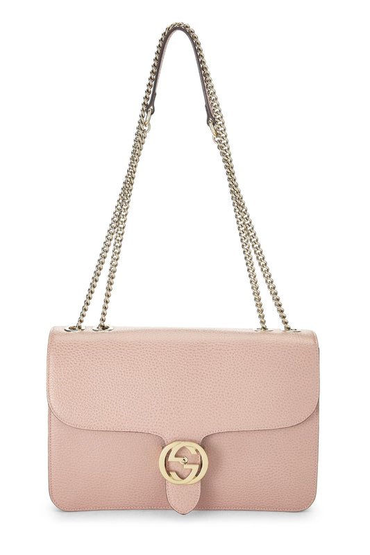 Gucci, sac à bandoulière en cuir rose à motifs GG entrelacés d'occasion, rose