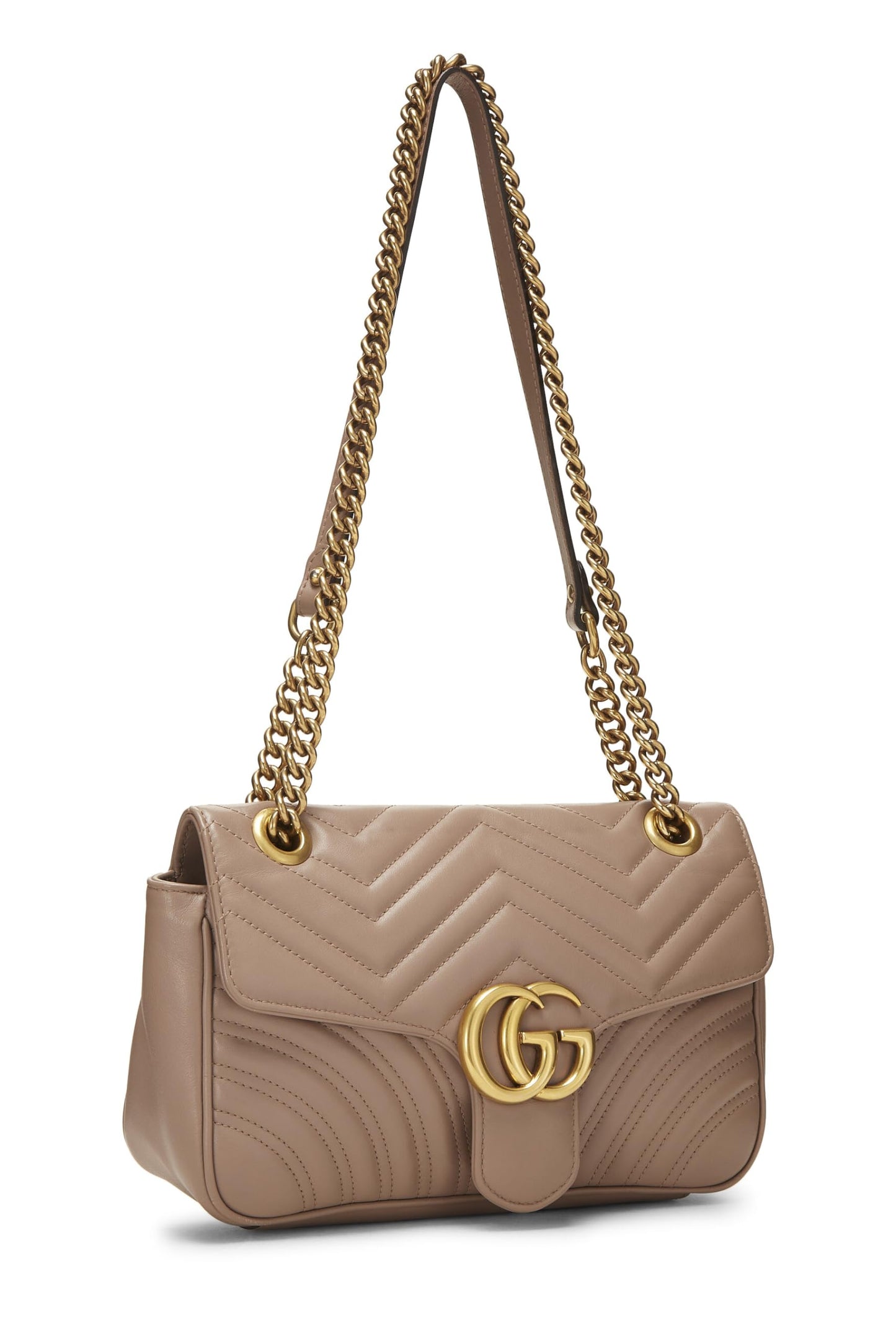 Gucci, sac à bandoulière GG Marmont en cuir rose d'occasion, petit modèle, rose