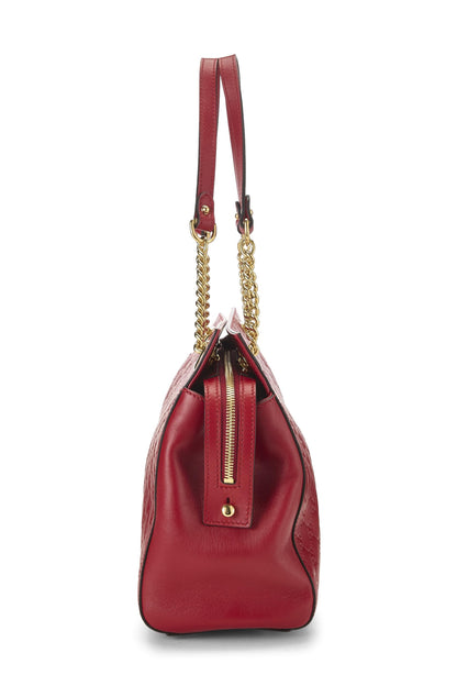 Gucci, Pre-Loved Red Leather Guccissima Soft Chain Tote Medium, Red