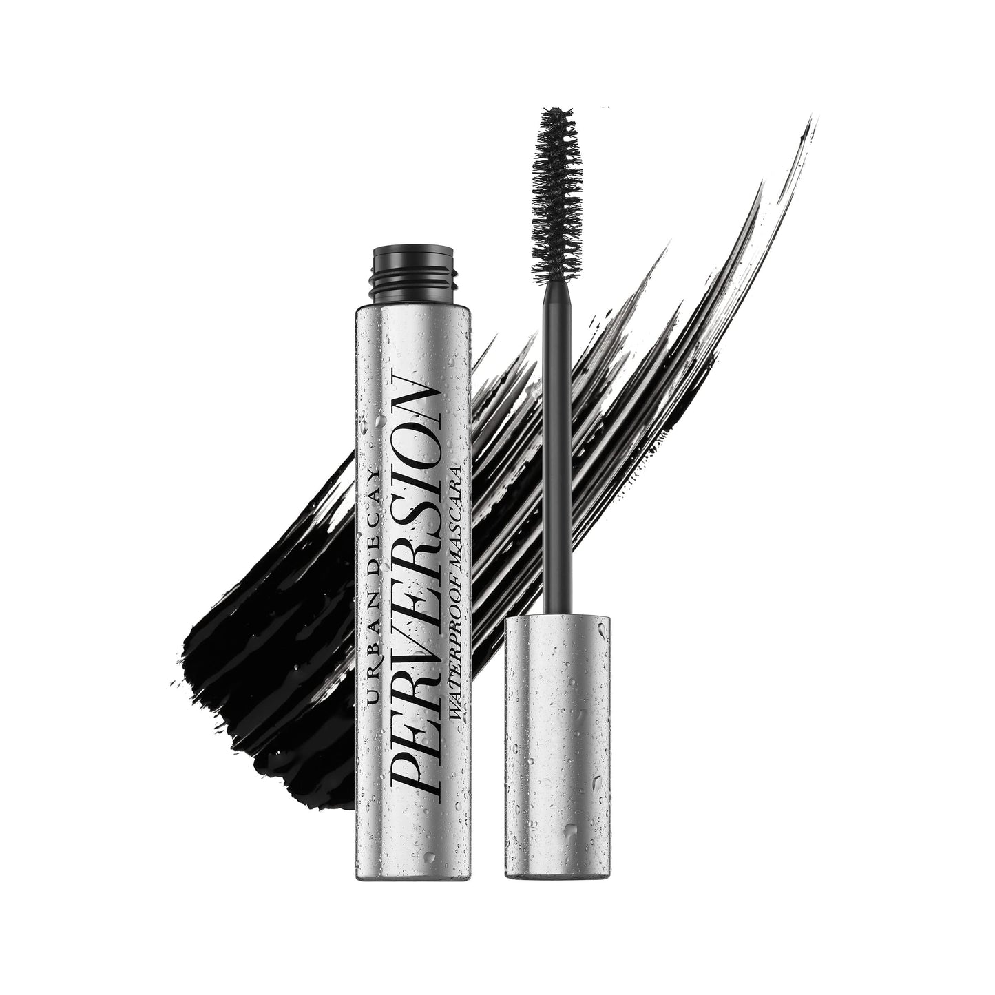 Máscara voluminizadora impermeable Urban Decay Perversion, máscara alargadora negra, volumen y longitud de pestañas edificables, proteínas nutritivas y aminoácidos, libre de crueldad animal, sin parabenos - 0.34 fl oz