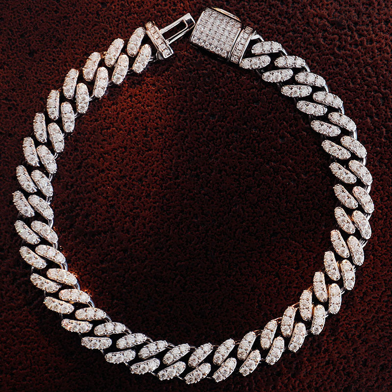 Bracelet chaîne à maillons cubains en argent Hip Hop pour hommes et femmes