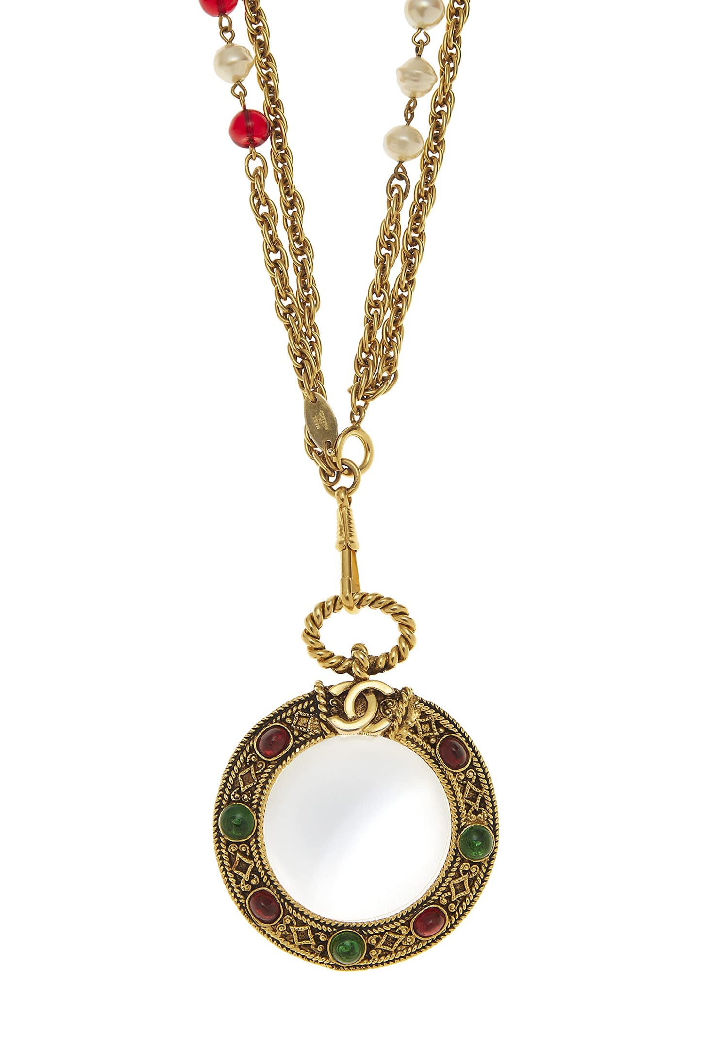 Chanel, Pre-Loved Gold & Multicolor Gripoix Loupe Necklace, Multi