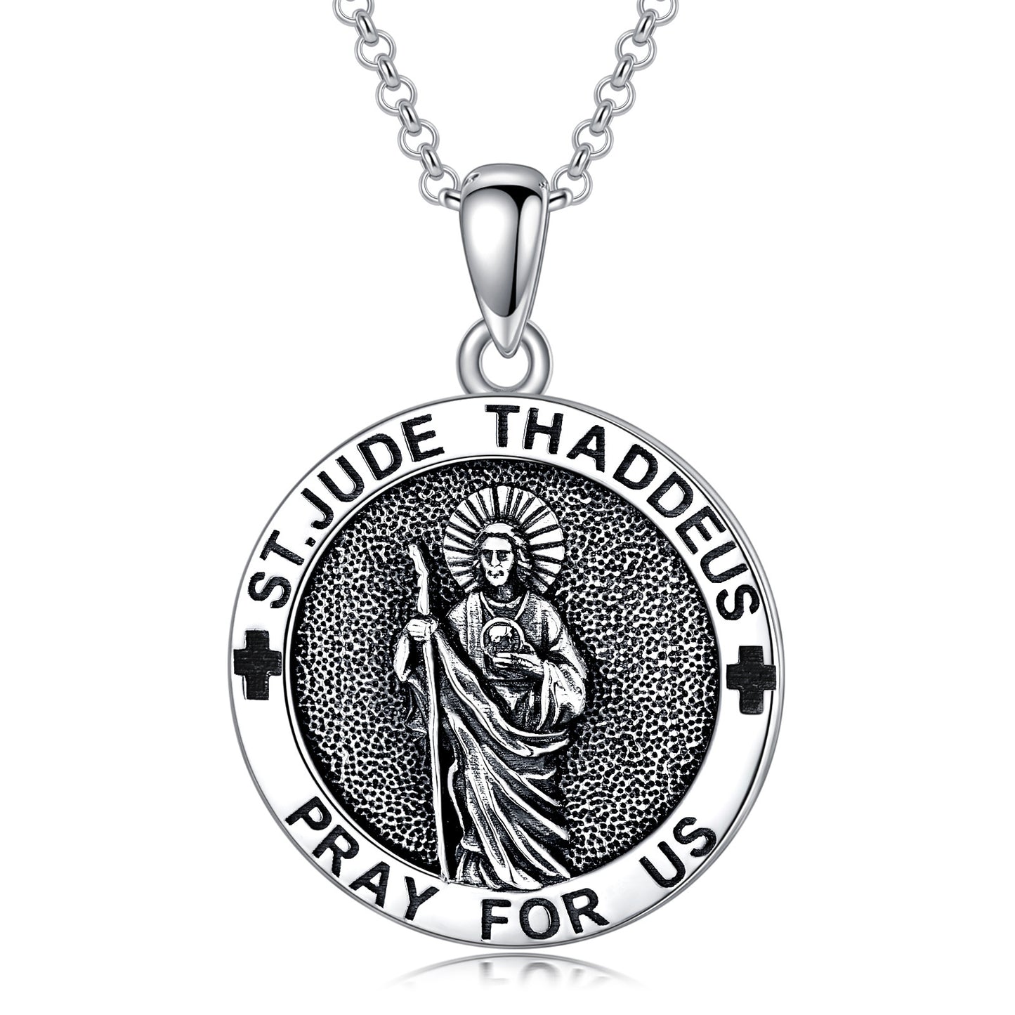 Collier pendentif Saint Jude en argent sterling 925