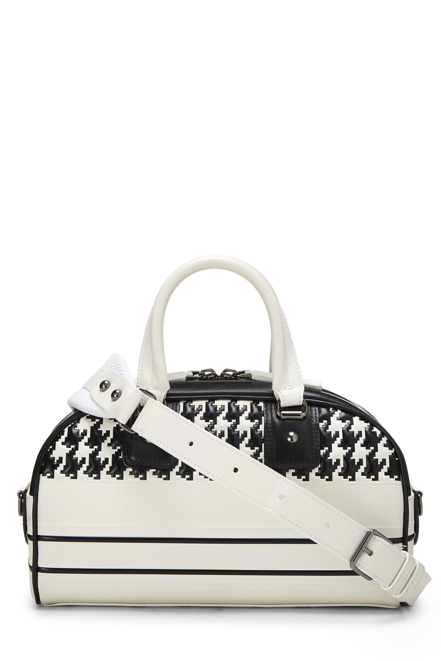 Dior, Pre-Loved White & Black Leather Vibe Bowling Bag Small, White