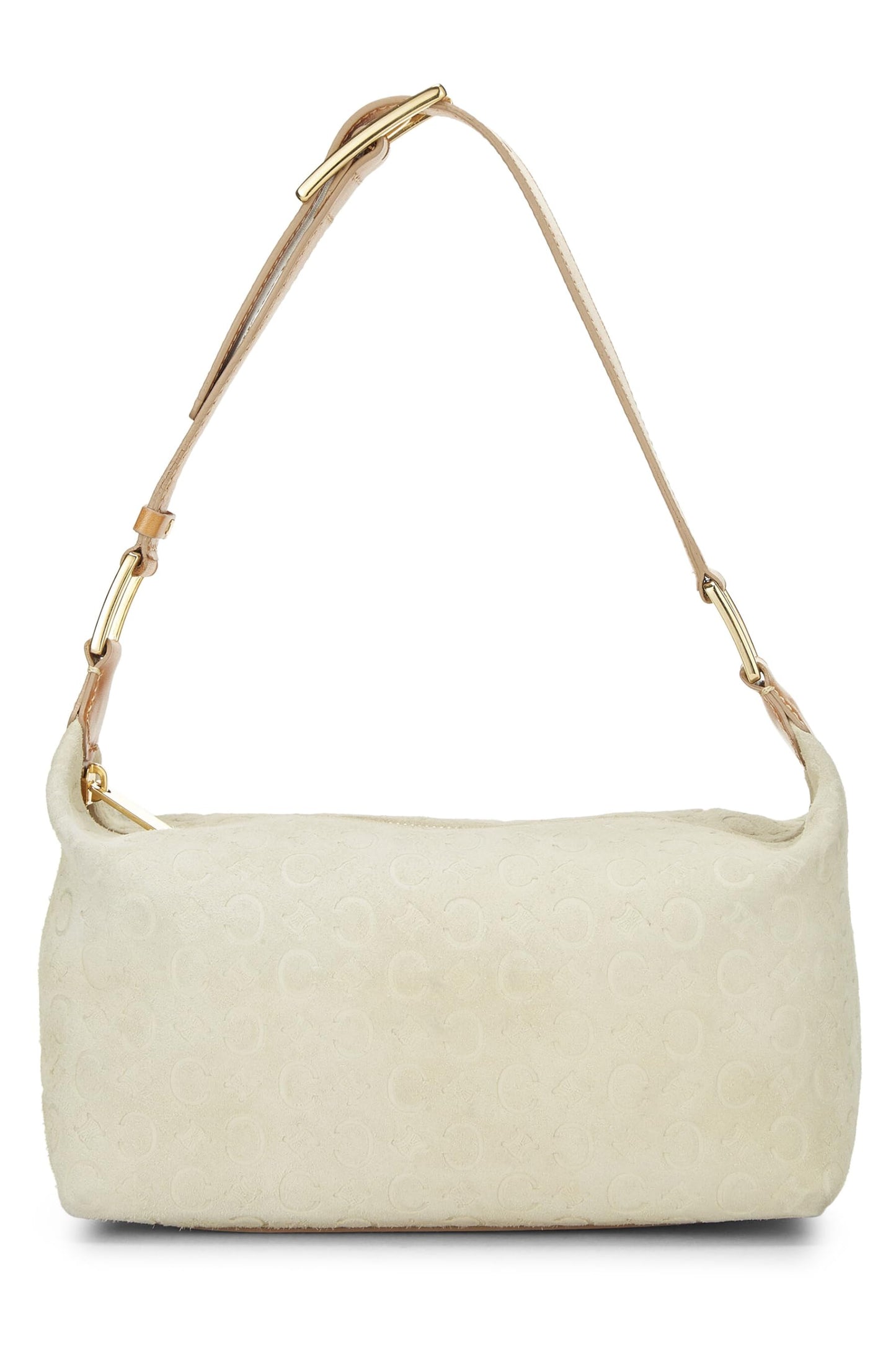 Céline, Bolso de hombro de ante beige de macadán Pre-Loved, Beige