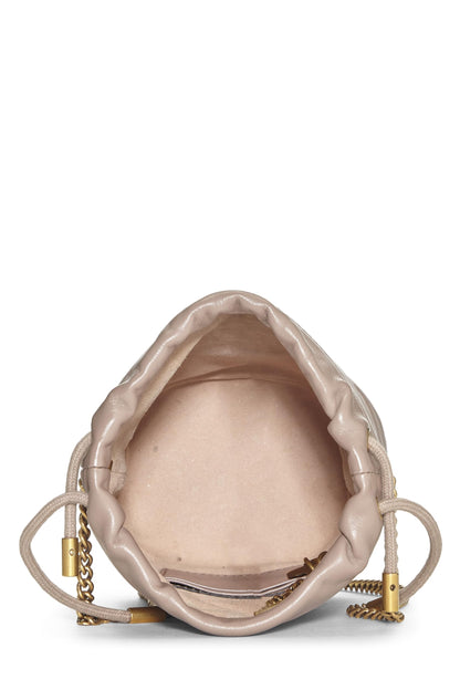 Gucci, Pre-Loved Beige Leather GG Marmont Chain Bucket Bag Small, Beige