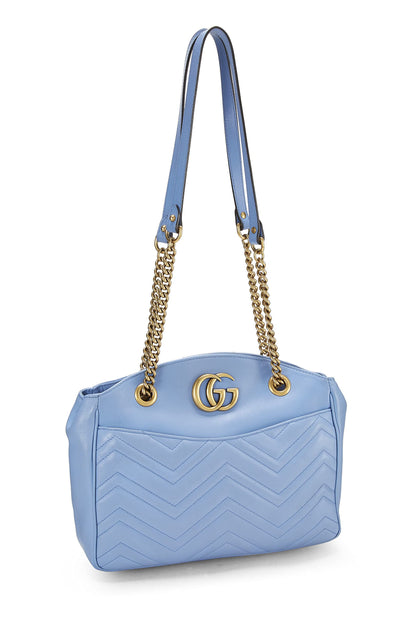 Gucci, sac fourre-tout GG Marmont en cuir bleu d'occasion, bleu