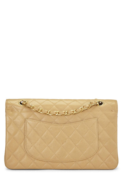 Chanel, Pre-Loved Beige Caviar Classic Doble Solapa Mediana, Beige